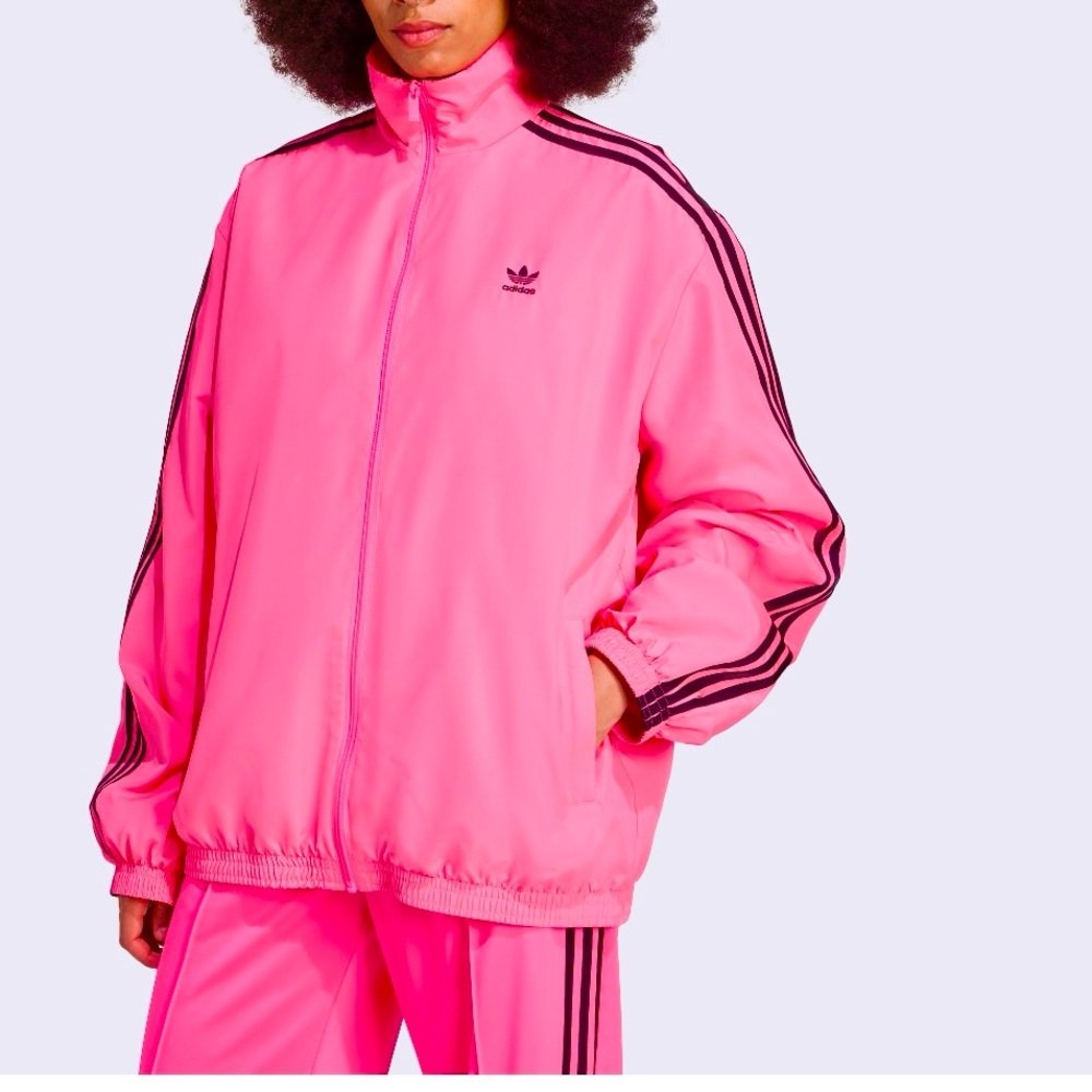 adidas Women's Oversized/Lightweight Firebird Track Jacket -Lucid Pink JV7489 - Picture 4 of 9